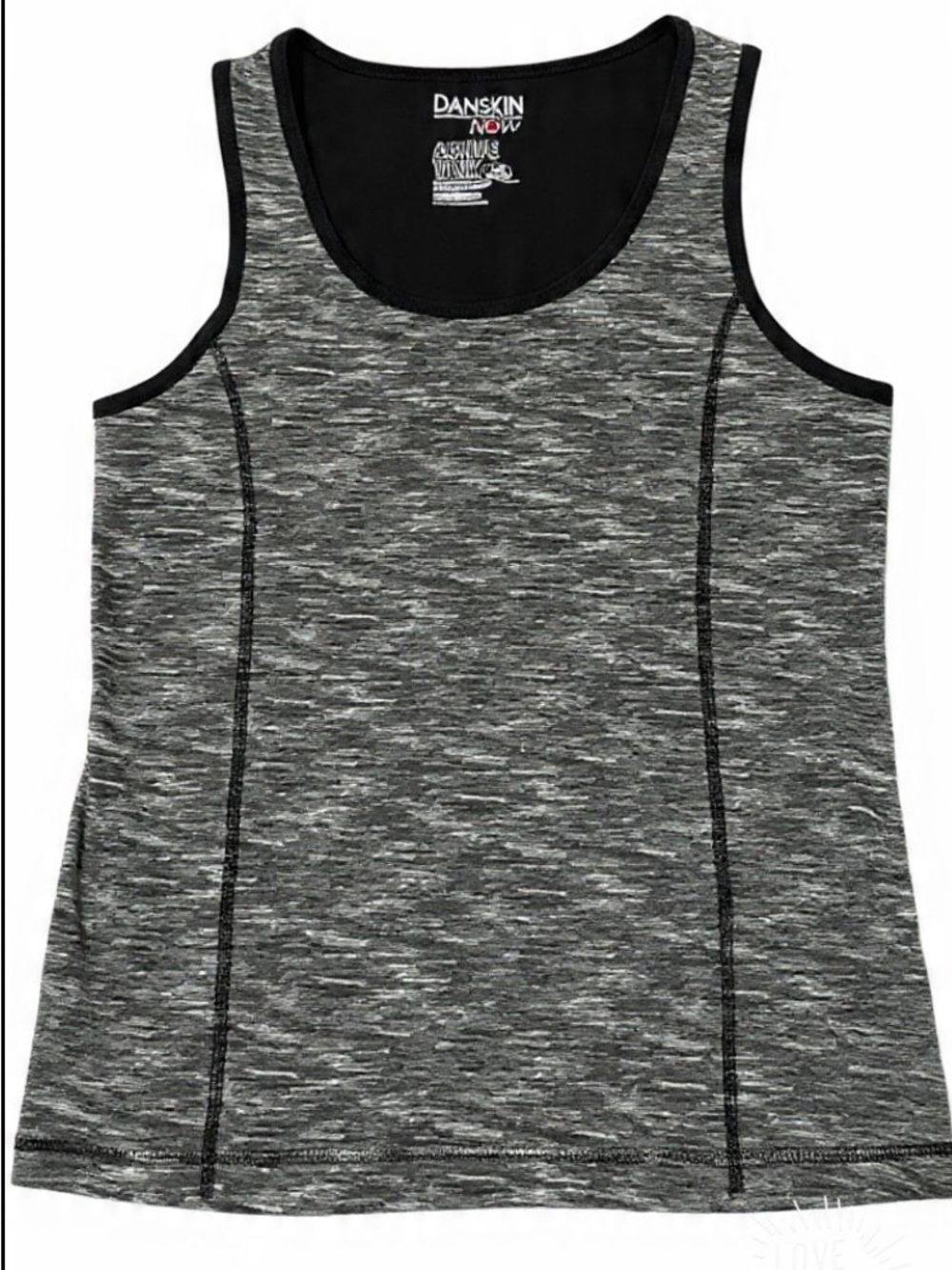 Danskin Now Active Tank Top L (12-14) Black Space Dye Algodón Spandex